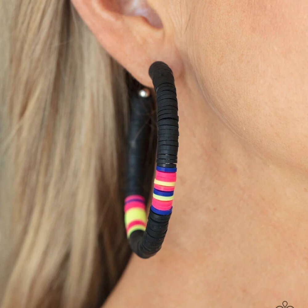 Paparazzi Jewelry Accessories - Colorfully Contagious - Black Earrings - Vintage